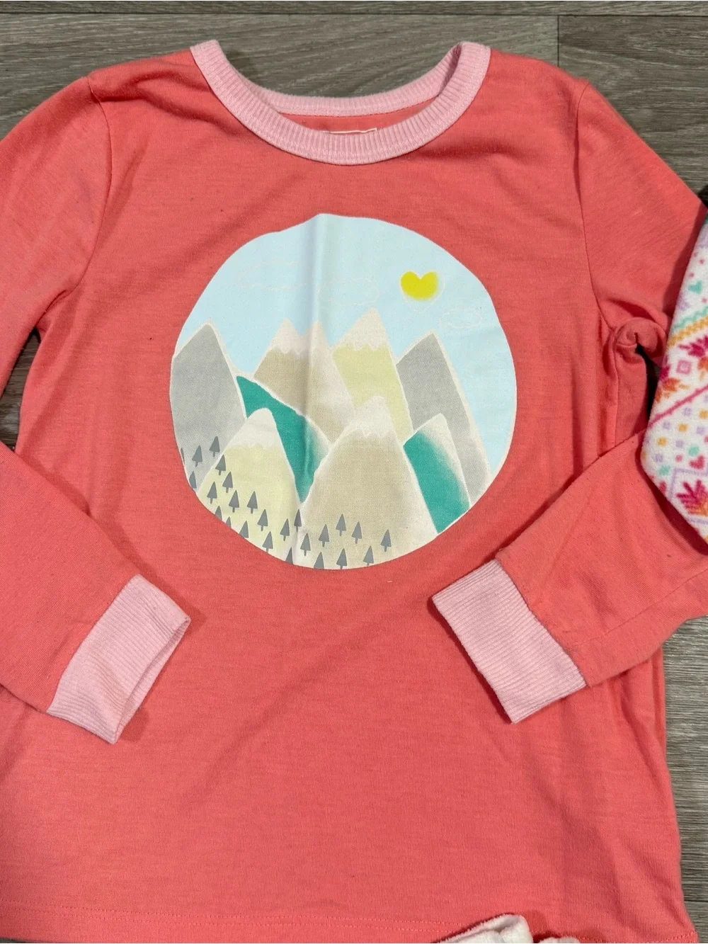 Eddie Bauer Coral Mountain Graphic & Cream Fair Isle Pajama Set  Girls Size 10